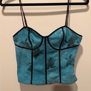 NWT STAUD Teal and Black Top SMALL SIZE